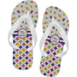 Girl's Space & Geometric Print Flip Flops - Large (Personalized)