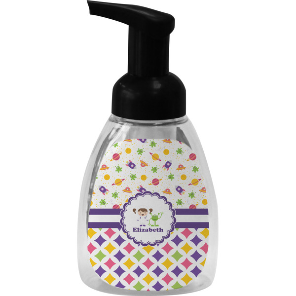 Custom Girl's Space & Geometric Print Foam Soap Bottle (Personalized)