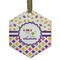 Girl's Space & Geometric Print Frosted Glass Ornament - Hexagon