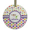 Girl's Space & Geometric Print Frosted Glass Ornament - Round