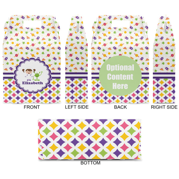 Girl's Space & Geometric Print Gable Favor Box - Approval