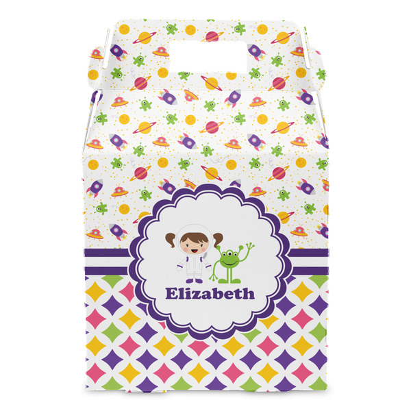 Girl's Space & Geometric Print Gable Favor Box - Front