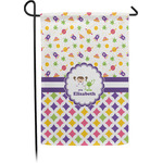 Girl's Space & Geometric Print Small Garden Flag - Single Sided w/ Name or Text