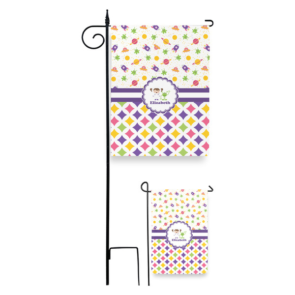 Girl's Space & Geometric Print Garden Flag - PARENT/MAIN
