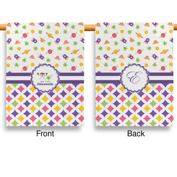 Girl's Space & Geometric Print Garden Flags - Large - Double Sided - APPROVAL