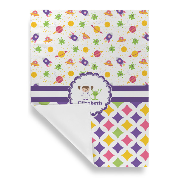 Girl's Space & Geometric Print Garden Flags - Large - Single Sided - FRONT FOLDED