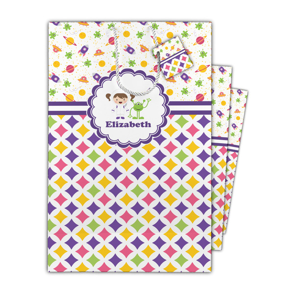Girl's Space & Geometric Print Gift Bags - Parent/Main