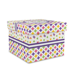 Girl's Space & Geometric Print Gift Box with Lid - Canvas Wrapped - Medium (Personalized)