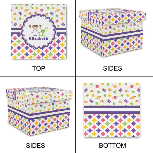 Girl's Space & Geometric Print Gift Boxes with Lid - Canvas Wrapped - Small - Approval