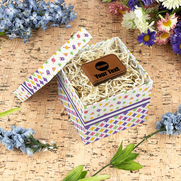 Girl's Space & Geometric Print Gift Boxes with Lid - Canvas Wrapped - Small - In Context