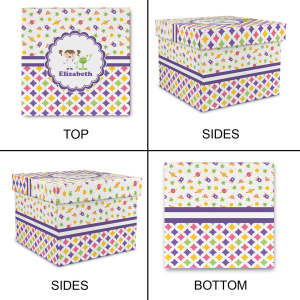 Girl's Space & Geometric Print Gift Boxes with Lid - Canvas Wrapped - X-Large - Approval