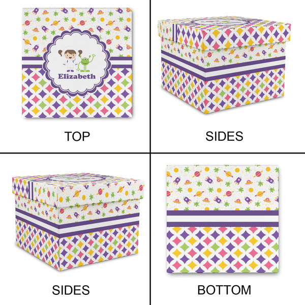 Girl's Space & Geometric Print Gift Boxes with Lid - Canvas Wrapped - XX-Large - Approval