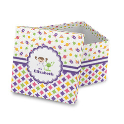 Girl's Space & Geometric Print Gift Box with Lid - Canvas Wrapped (Personalized)