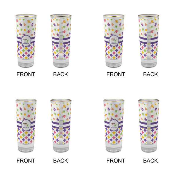 Girl's Space & Geometric Print Glass Shot Glass - 2 oz - Set of 4 - APPROVAL