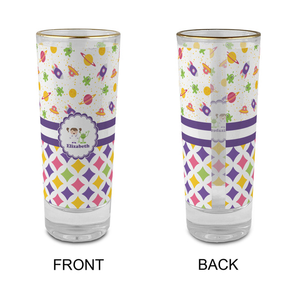 Girl's Space & Geometric Print Glass Shot Glass - 2 oz - Single - APPROVAL