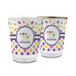 Girl's Space & Geometric Print Glass Shot Glass - 1.5 oz (Personalized)