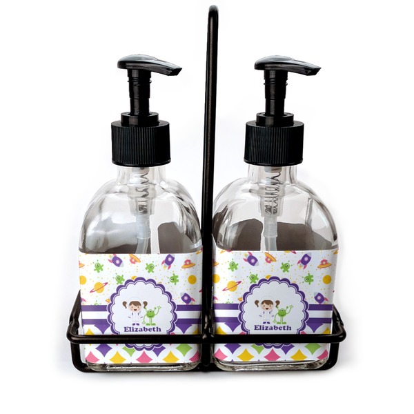Custom Girl's Space & Geometric Print Glass Soap & Lotion Bottles (Personalized)
