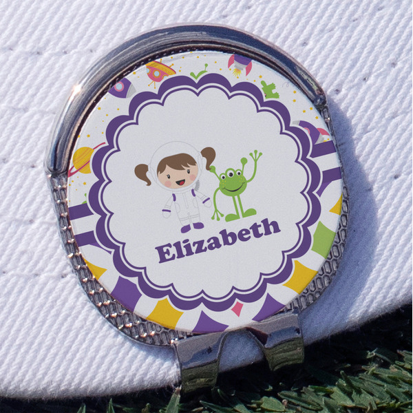 Custom Girl's Space & Geometric Print Golf Ball Marker - Hat Clip