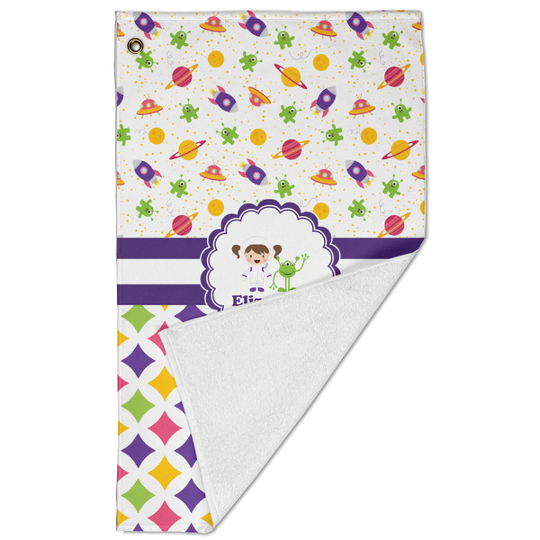 Girl's Space & Geometric Print Golf Towel - Folded (Large)