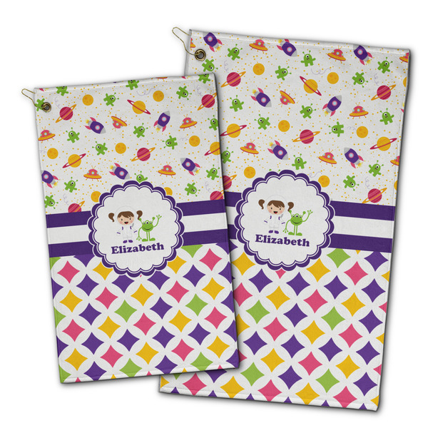 Girl's Space & Geometric Print Golf Towel - PARENT (small and large)