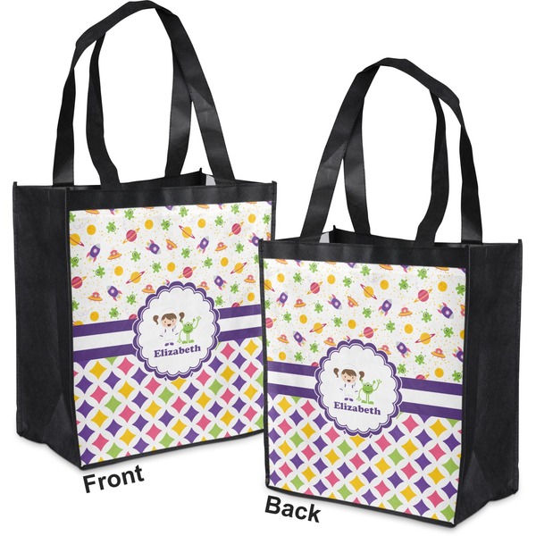 Girl's Space & Geometric Print Grocery Bag - Apvl