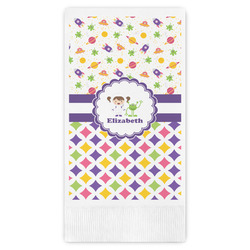 Girl's Space & Geometric Print Guest Paper Towels - Full Color (Personalized)