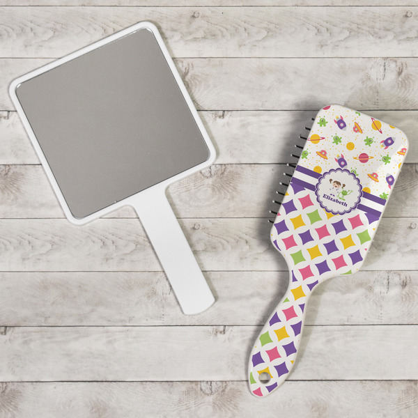 Girl's Space & Geometric Print Hair Brush - In Context