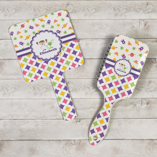 Girl's Space & Geometric Print Hand Mirrors - In Context