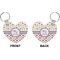Girl's Space & Geometric Print Heart Keychain (Front + Back)