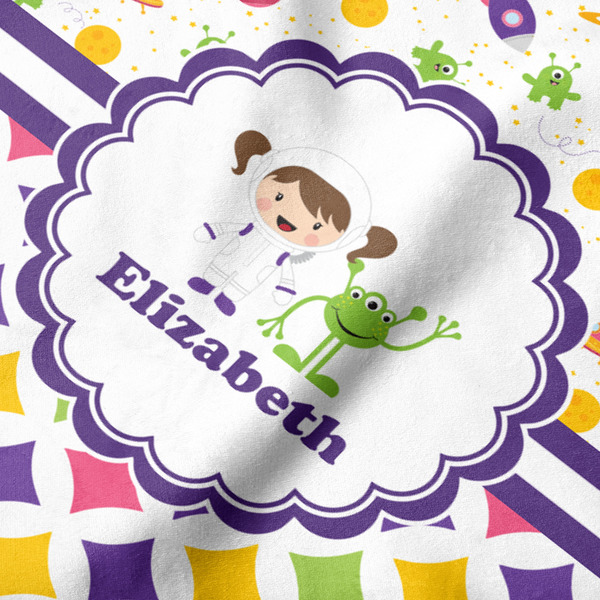 Girl's Space & Geometric Print Hooded Baby Towel- Detail Close Up