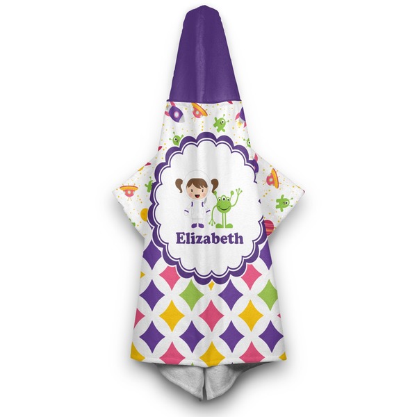 Girl's Space & Geometric Print Hooded Towel - Hanging