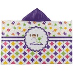 Girl's Space & Geometric Print Kids Hooded Towel (Personalized)