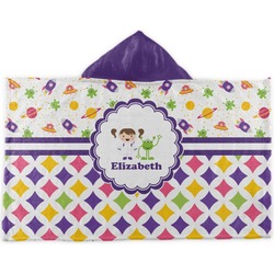 Girl's Space & Geometric Print Kids Hooded Towel (Personalized)