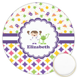 Girl's Space & Geometric Print Printed Cookie Topper - 3.25" (Personalized)