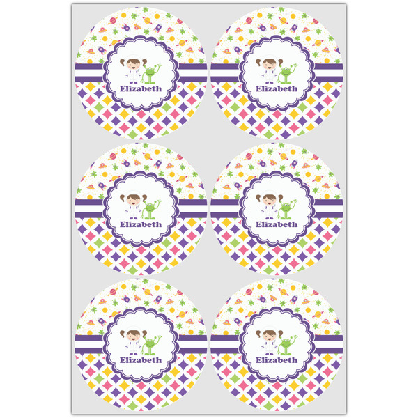 Girl's Space & Geometric Print Icing Circle - Large - Set of 6
