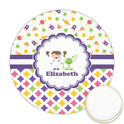 Girl's Space & Geometric Print Printed Cookie Topper - 2.5" (Personalized)
