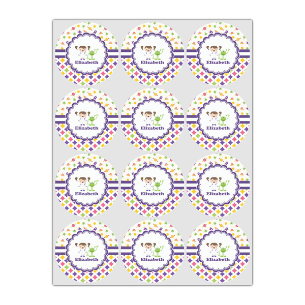 Girl's Space & Geometric Print Icing Circle - Small - Set of 12