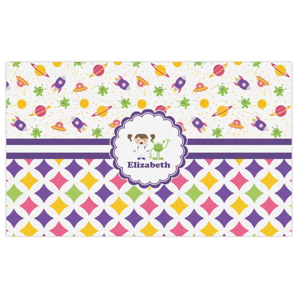 Girl's Space & Geometric Print Indoor / Outdoor Rug - 3'x5' - Front Flat