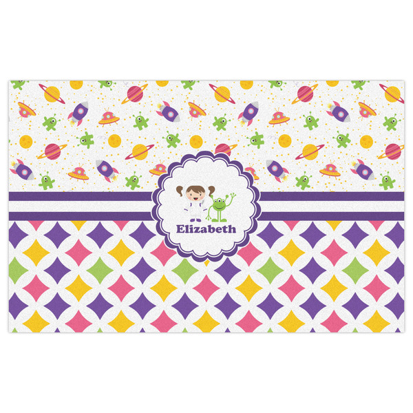 Girl's Space & Geometric Print Indoor / Outdoor Rug - 5'x8' - Front Flat