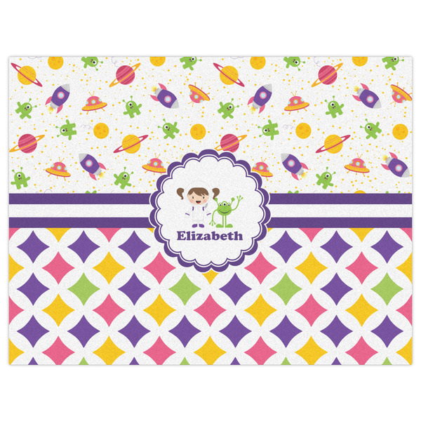 Girl's Space & Geometric Print Indoor / Outdoor Rug - 6'x8' - Front Flat