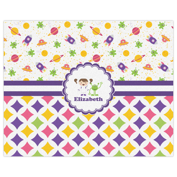 Girl's Space & Geometric Print Indoor / Outdoor Rug - 8'x10' - Front Flat