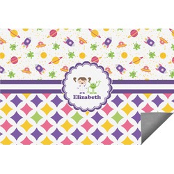 Girl's Space & Geometric Print Indoor / Outdoor Rug - 2'x3' (Personalized)