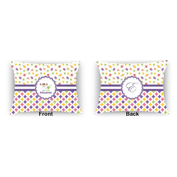 Girl's Space & Geometric Print  Indoor Rectangular Burlap Pillow (Front and Back)