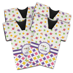Girl's Space & Geometric Print Jersey Bottle Cooler - Set of 4 (Personalized)
