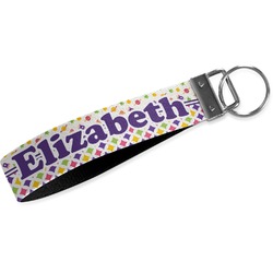 Girl's Space & Geometric Print Webbing Keychain Fob - Small (Personalized)