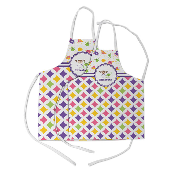Girl's Space & Geometric Print Kid's Aprons - Parent - Main