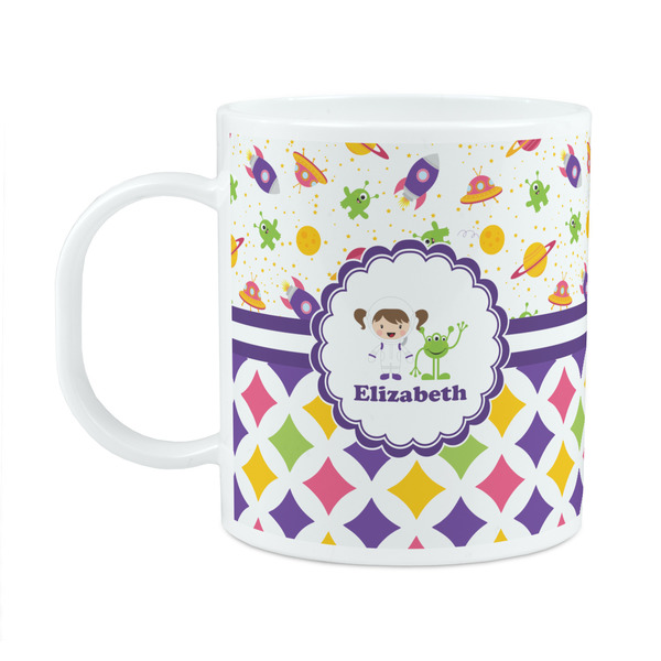Custom Girl's Space & Geometric Print Plastic Kids Mug (Personalized)