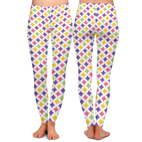 Girl's Space & Geometric Print Ladies Leggings - Front and Back
