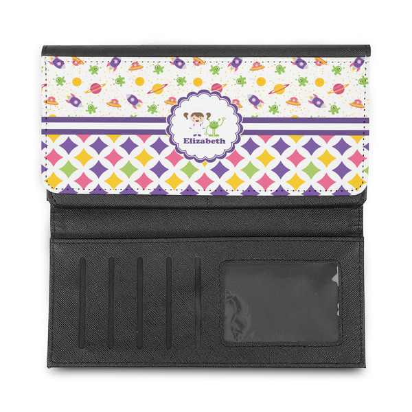 Girl's Space & Geometric Print Ladies Wallet - Half Way Open