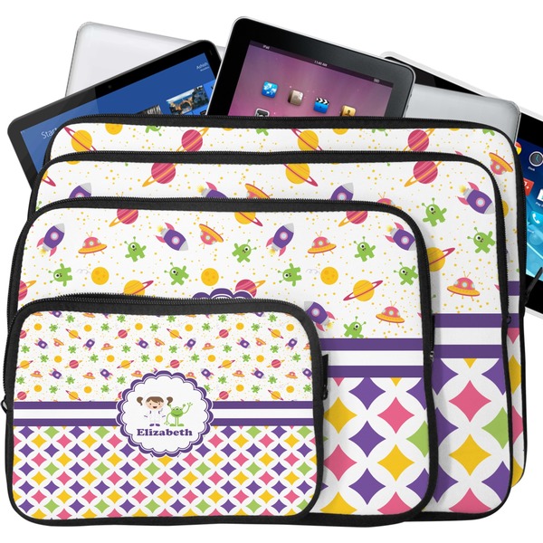 Girl's Space & Geometric Print Laptop Case Sizes